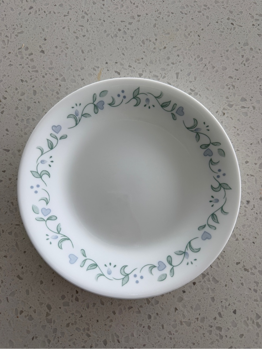 Corelle 3pcs White Ceramic 6.75 small plate with Green and Light Blue Flowers